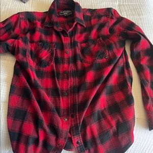 TD Men's Red and Black Plaid Shirt
